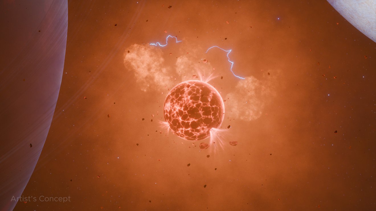 Artist's close-up concept of an exomoon
